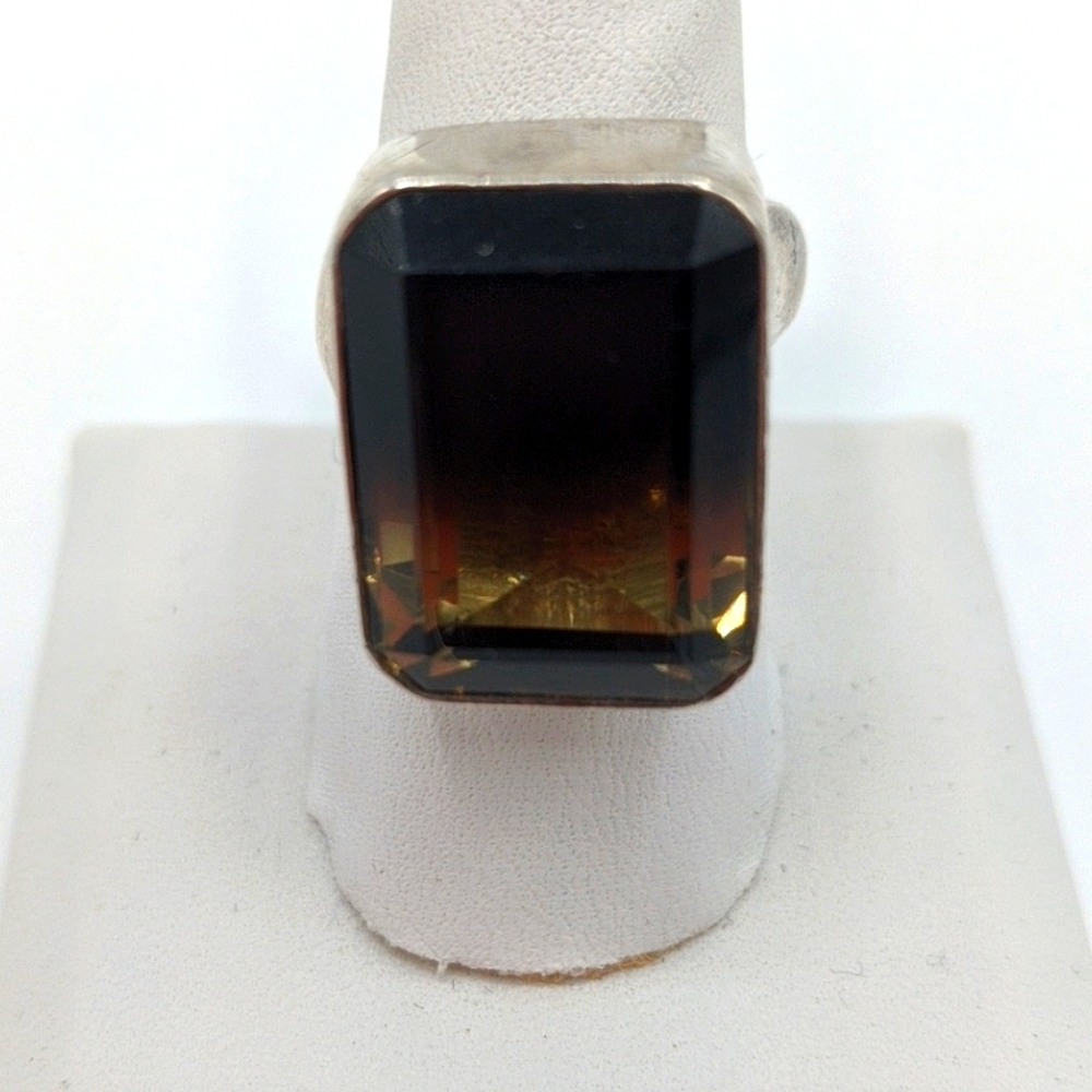 Sterling Silver Bi-Color Quartz Adjustable Ring